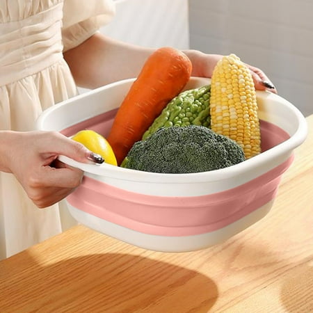 

Zznnkj 1.2 Gal(5L) Collapsible Dish Basin Space Saving Multiuse Foldable Sink Tub 2-in-1 Dishpan + Cutting Board Kitchen Storage Tray for Camping Vegetable Washing RV