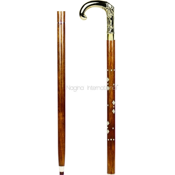 Aluminum & Brass Decorative Rosewood Walking Cane | Full Size Walking-Stick for Men & Women |