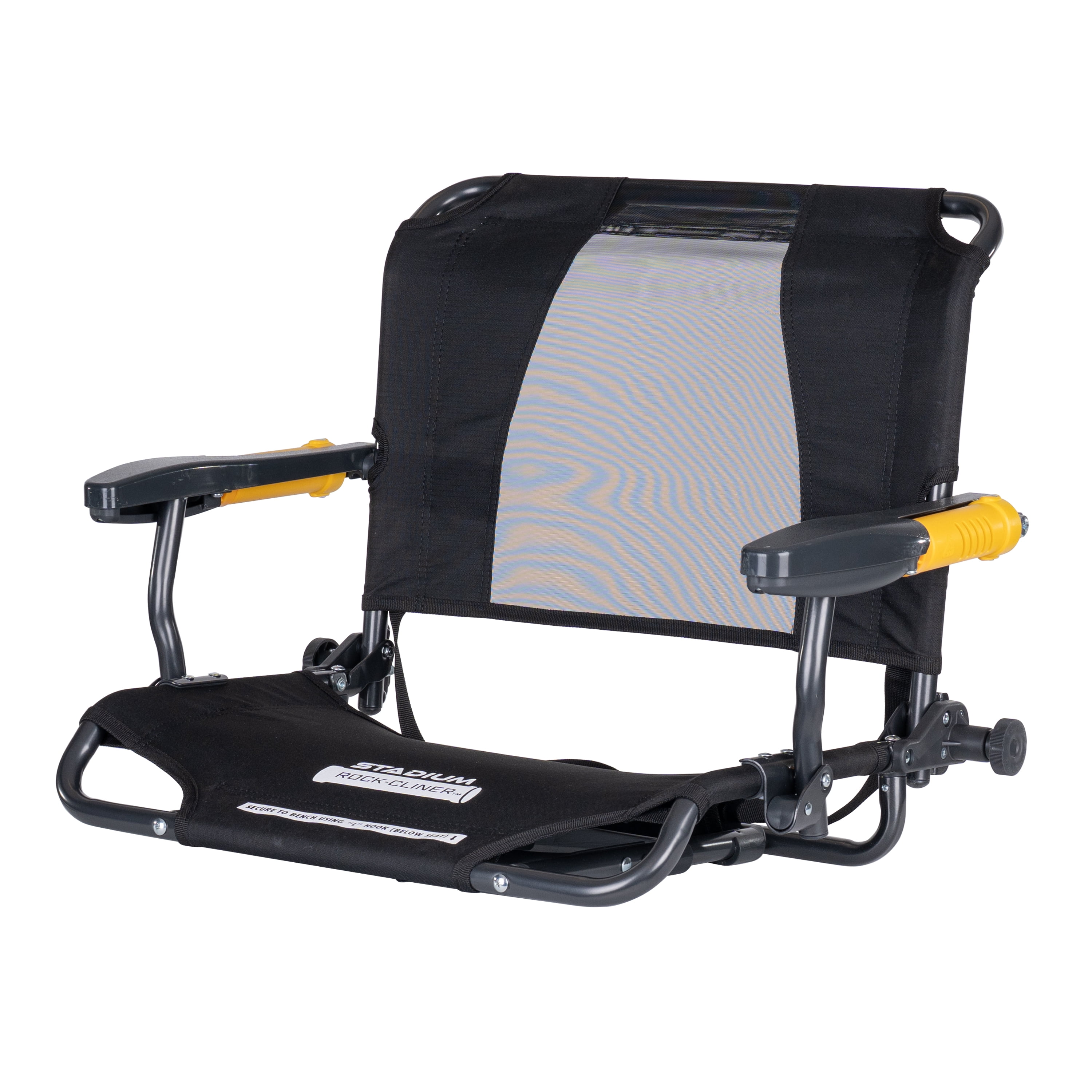 GCI Outdoor Stadium Rock-Cliner Black Rocking Stadium Seat for Bleachers with Back Support and Armrests