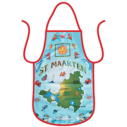 Rockin Gear Chef Apron St. Maarten Map Gift Souvenir Fun Gifts, 100% Genuine Cotton Kitchen Accessory Baking, Cooking, Grilling Barbecuing Apron, (St. Maarten/St. Martin)