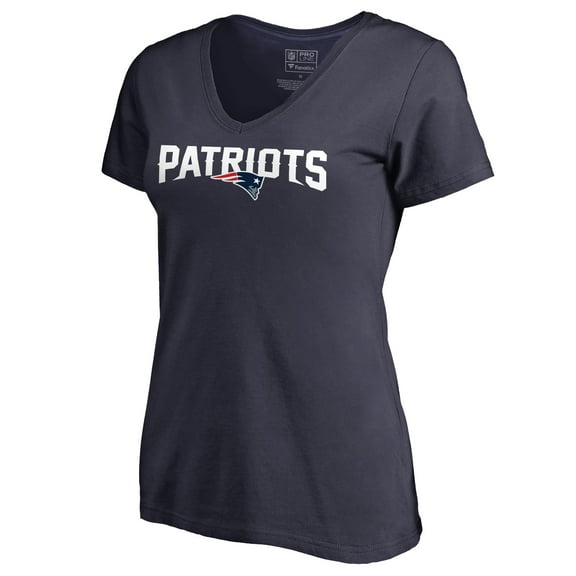 Women's Navy New England Patriots Wordmark V-Neck T-Shirt