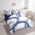 thumbnail image 3 of Homewish Graffiti Geometric 7pcs Bedding Comforter Set,Stripe Line Circle Queen Bedding Sets,Blue White Queen Sheet Sets For Boys Kids,Luxury Bedroom Decor Reversible, 3 of 8