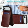 thumbnail image 6 of Compatible with iPhone Air Case Wallet with Credit Card Holder, Premium PU Leather Magnetic Clasp Kickstand Heavy Duty Protective Shock Absorbing Phone Cover for iPhone Air, Brown, 6 of 7