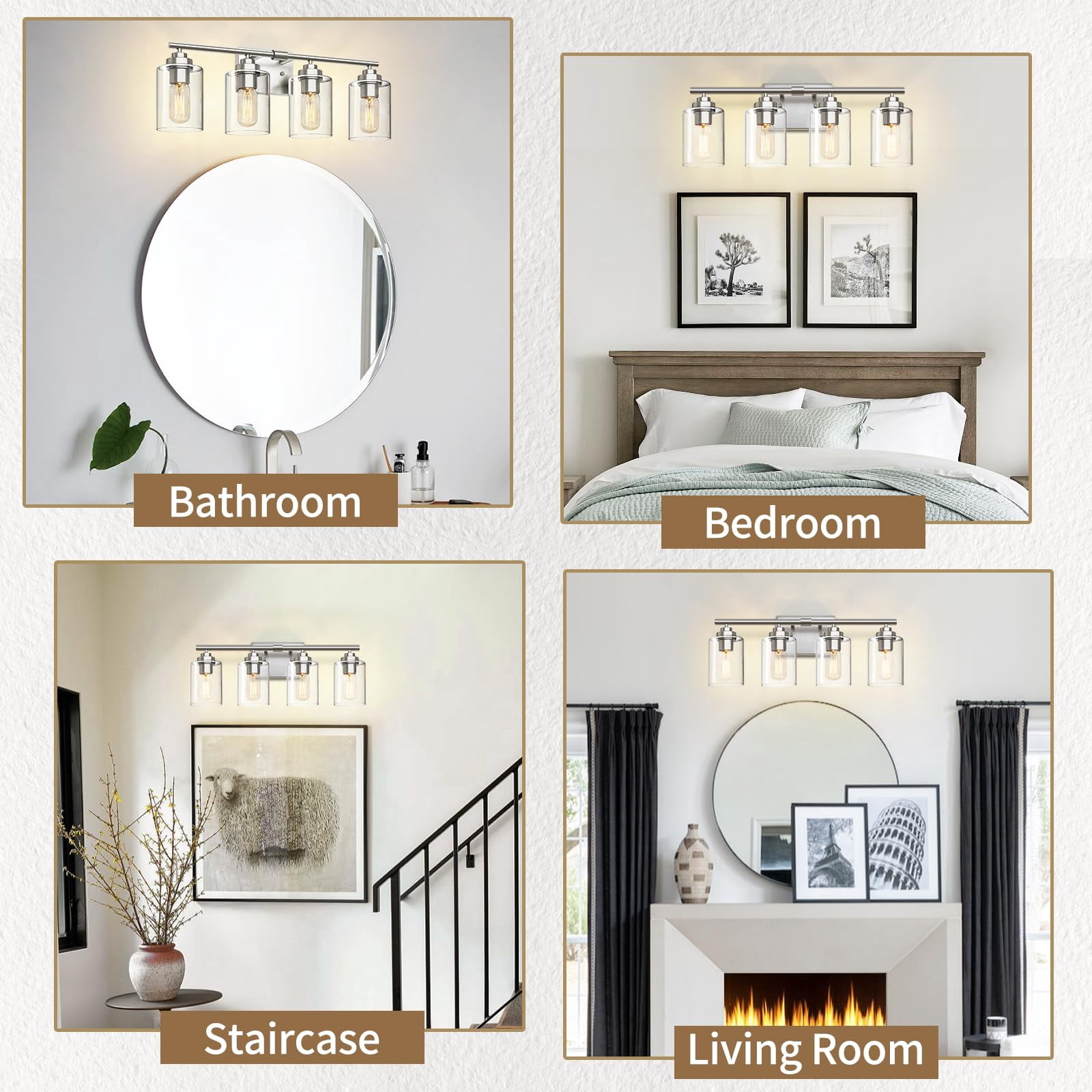 Bathroom Vanity Light Over Mirror Fixture Wall Sconce Lighting For Bedroom Living Room (nickel  4-light)