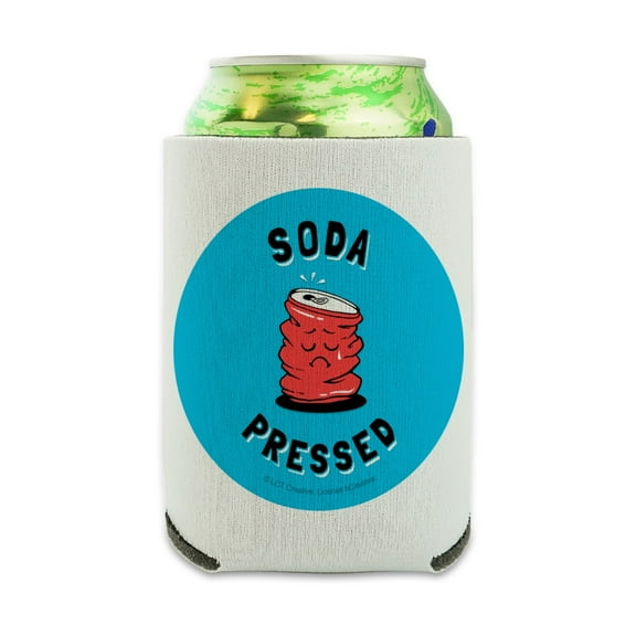 Soda Pressed Pun So Depressed Funny Humor Can Cooler - Drink Sleeve Hugger Collapsible Insulator - Beverage Insulated Holder
