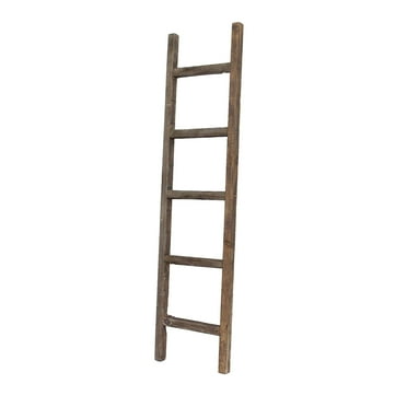 HomeRoots 5 Step Rustic Espresso Gray Wood Ladder Shelf - 60" x 15"