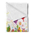 thumbnail image 2 of Birthday Soft Flannel Fleece Blanket, Happy Celebration on Colorful Flourishing Meadow Heart Shaped Balloons Art Print, Cozy Plush for Indoor and Outdoor Use, 70" x 90", Multicolor, by Ambesonne, 2 of 5