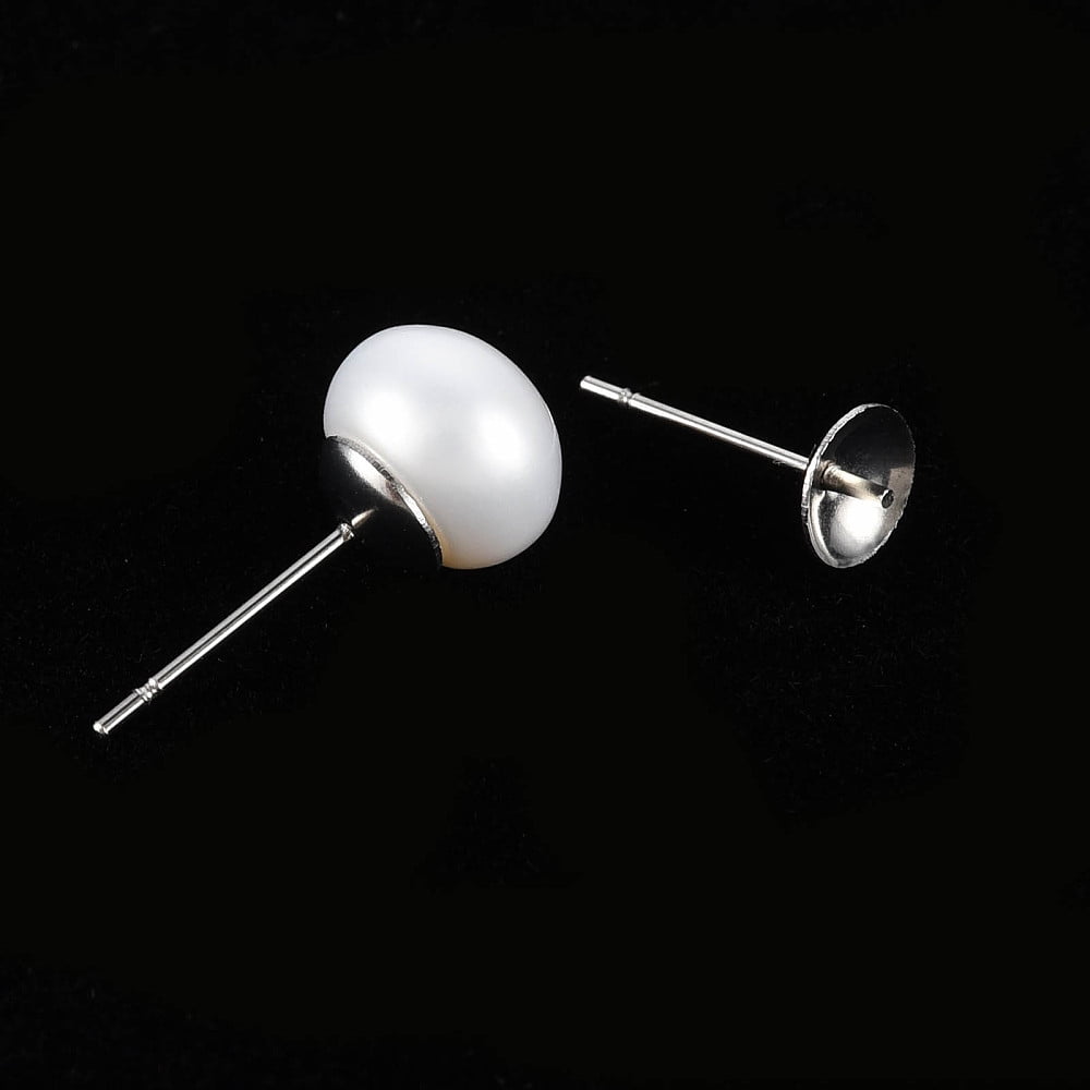 Grade 6A Natural Cultured Freshwater Pearl Beads Half Drilled Half Round Beads White 7.5~8x5.5mm Hole: 1mm