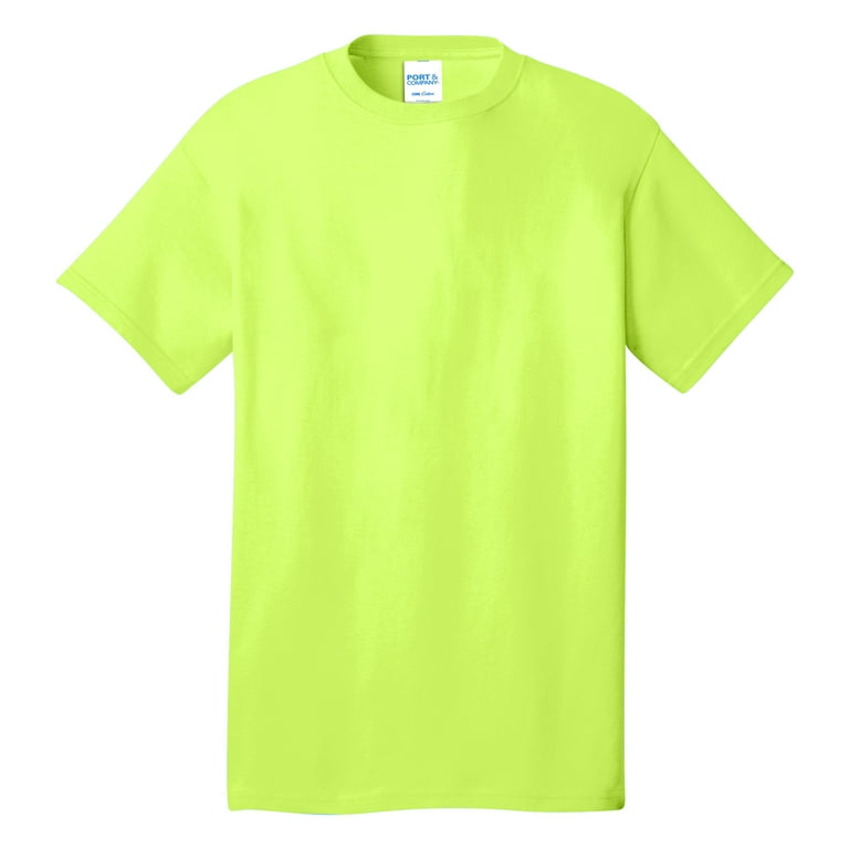 Mens Core Cotton Male T-Shirts Neon Yellow 4XL