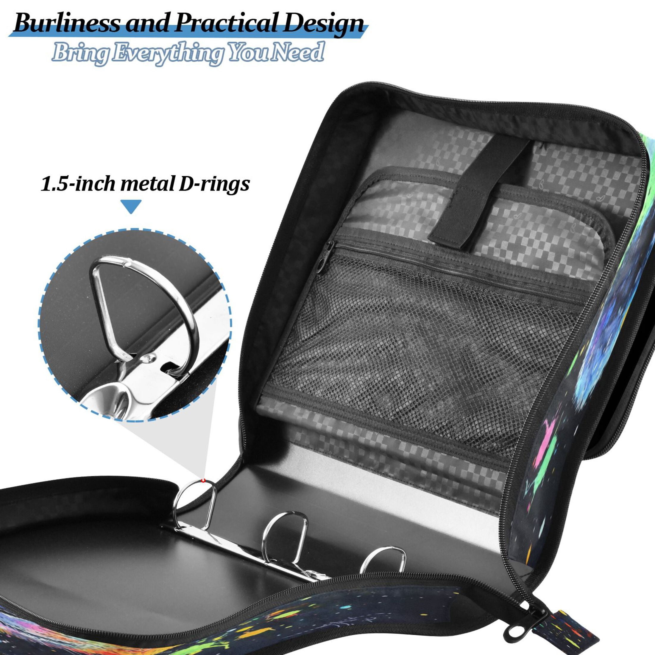 YAZAOO Zipper Binder trapper keeper Documents Organized Design Whimsical Panda Bliss Printed
