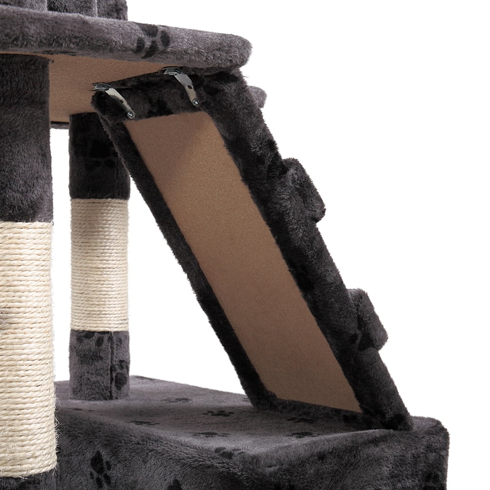 Kadyn Cat Tree, Multi-Level Cat Tower with Play Tunnel and Dangling Interactive Toy, Cat Tree Condo for Indoor Cats, Grey Kadyn Cat Tree, Multi-Level Cat Tower with Play Tunnel and Dangling Interactive Toy, Cat Tree Condo for Indoor Cats, Grey