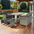 thumbnail image 5 of 9 Pieces Outdoor Patio Furniture, Patio Furniture Set With Coffee Table, 4 Chairs And Stools, Rust-proof Steel Frame, Wicker Conversation Sofa Set, 5 of 9