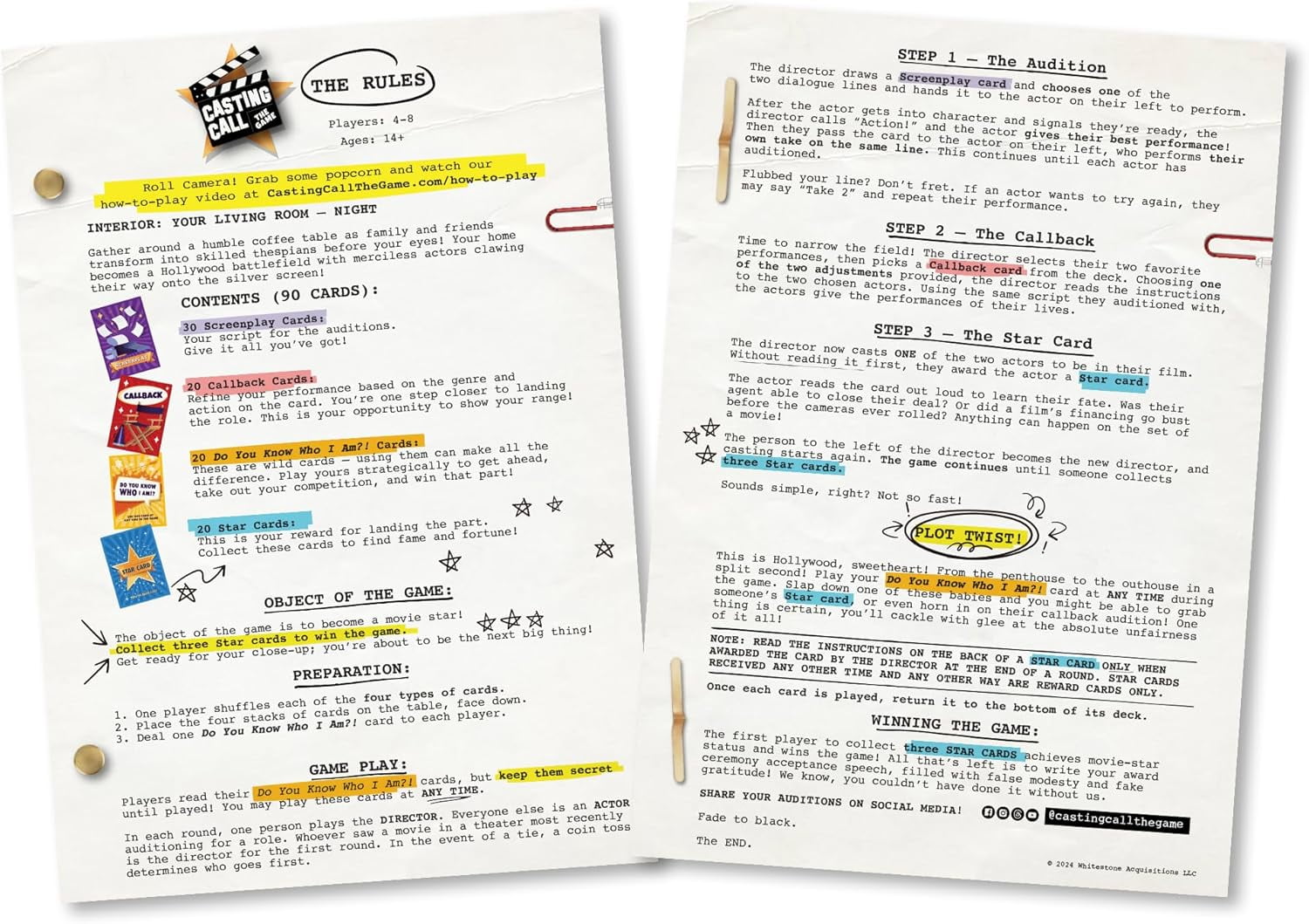 Casting Call Party Card Game – Improv & Acting Game for Teens & Adults, Ages 14+, 90 Cards