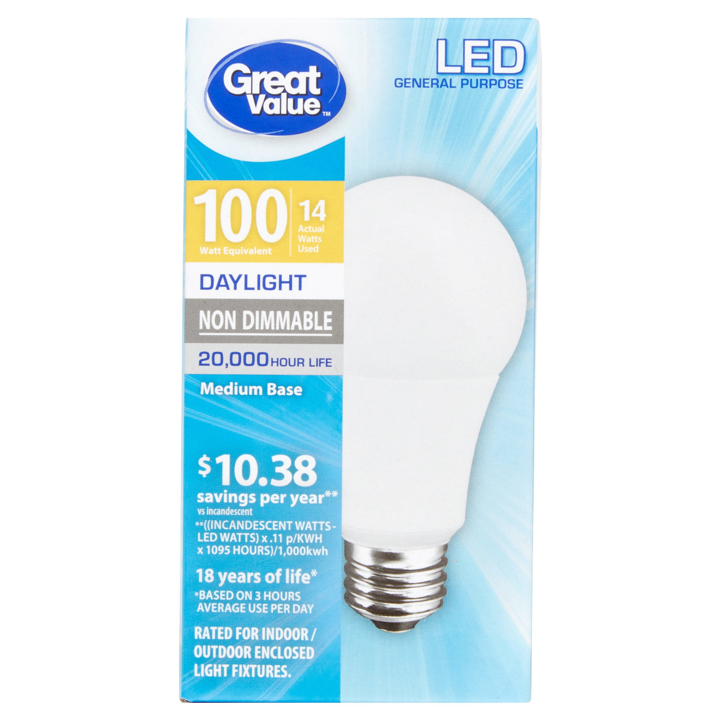 Great Value Daylight Medium Base General Purpose Led