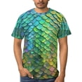 thumbnail image 4 of LAOLIUSN Men’s All Over Print Scale Pattern T-Shirt, Mermaid Dragon Scales Graphic Tee, Short Sleeve Crewneck,Sizes S-4XL, 4 of 7