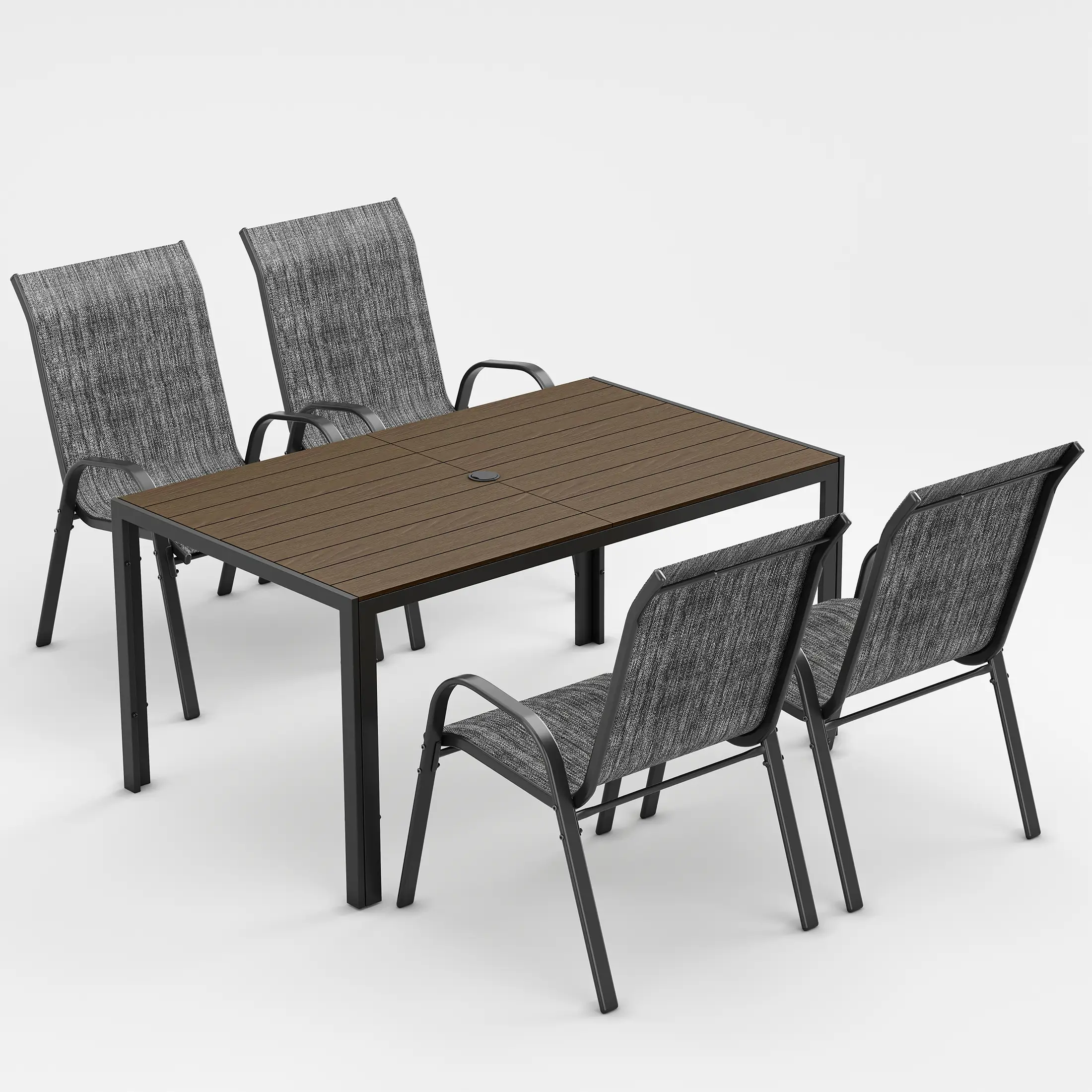 UDPATIO Patio Chairs Set of 5, Outdoor Dining Chairs High Back with All Weather Breathable Textilene, Metal Frame for Lawn Garden Backyard Deck,Dark Grey