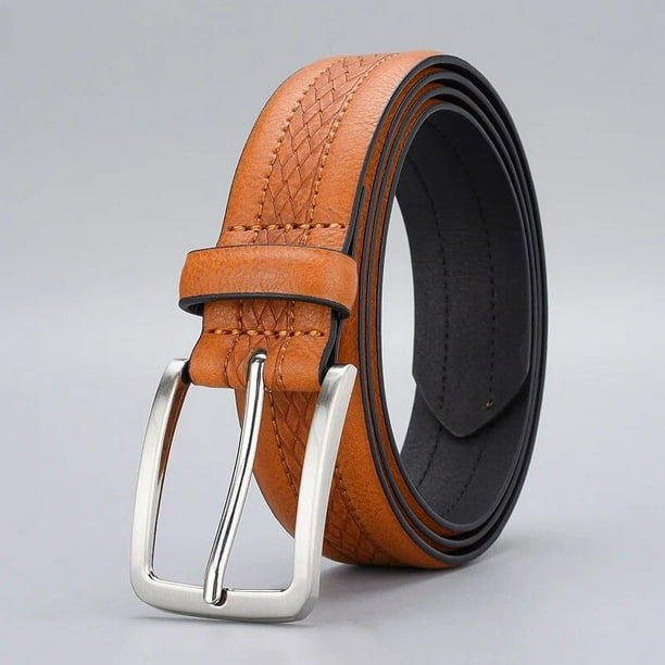 Classic Vintage Emboss Pu Leather Belts For Men Famous Brand Waist Male Strap Belt for Jeans High Quality Dark Brown 125cm