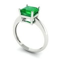 thumbnail image 2 of 2 ctw Solitaire Anniversary Ring for Women | Asscher Cut Simulated Emerald | Hyperallergenic Solid 14K White Gold, 2 of 5