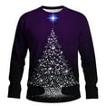 thumbnail image 3 of Feancey Christmas Tree Long Sleeve Shirt Men Big and Tall Casual Xmas Graphic Tees Loose Fit Crewneck Pullover Holiday Party Shirts Purple 3XL, 3 of 6