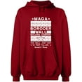 thumbnail image 2 of OXI Hoodie Sweatshirt - Border Wall, Basic Casual Hoodie for Men's and Women Fleece Hoodie Long Sleeve - Antiquee Cherry Small, 2 of 3