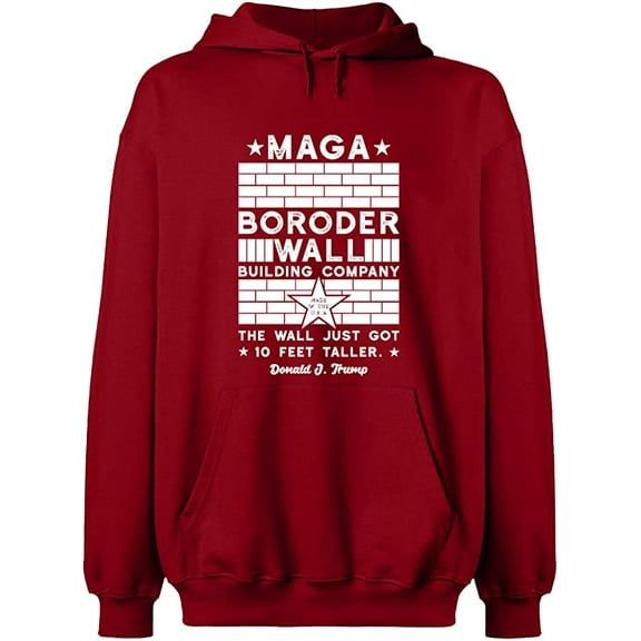 Unisex Hoodie Sweatshirt, Border Wall, Slim Fit, Long Sleeve Sweater - Antiquee Cherry Small