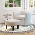 thumbnail image 2 of Costway Swivel Barrel Chair with Ottoman Footrest Curved Backrest & Armrests Living Room Creamy White, 2 of 8