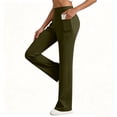 thumbnail image 4 of BLVB Women's Straight Leg Yoga Pants High Waist Stretchy Work Pants Gym Workout Leggings with Pockets, 4 of 7