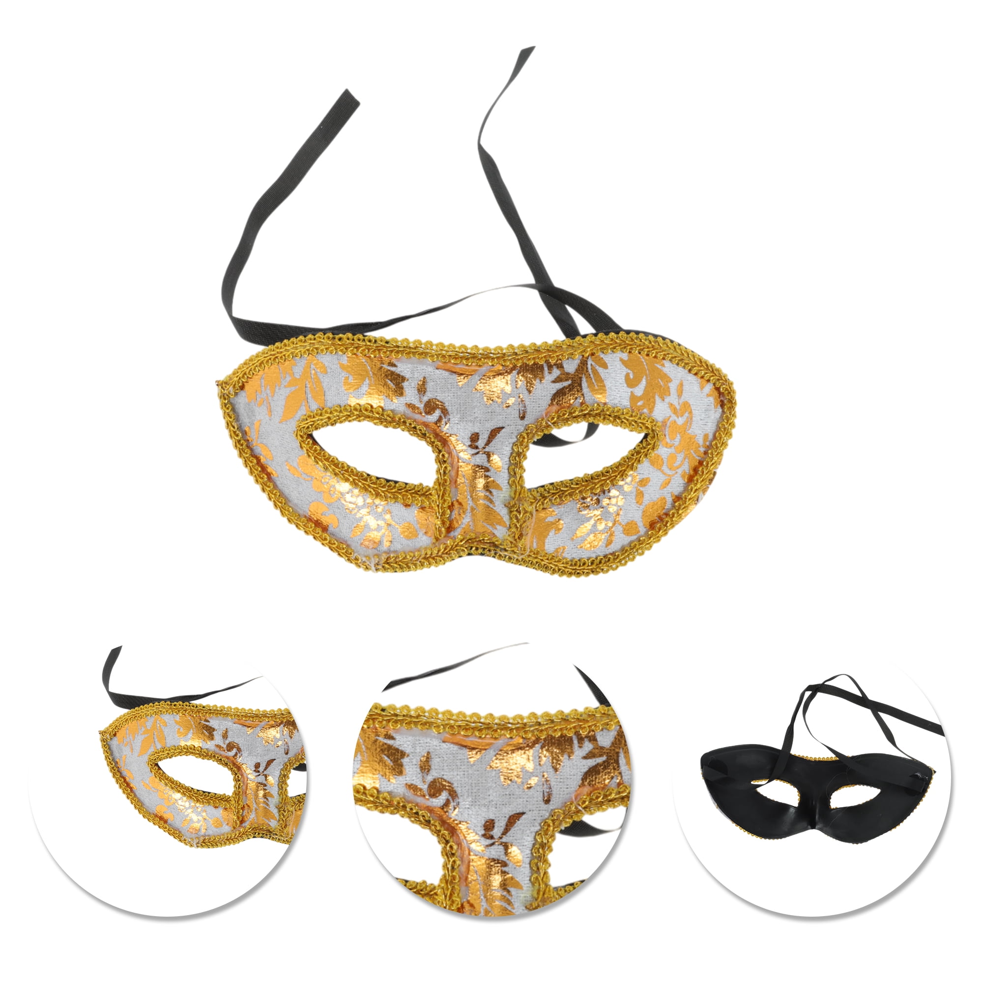 Unique Bargains 1 Box Jazz Cloth-Wrapped Flat Head Half Face Party Mask White