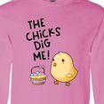 thumbnail image 4 of Inktastic The Chicks Dig Me Easter Baby Chick with Basket and Eggs Long Sleeve T-Shirt, 4 of 5