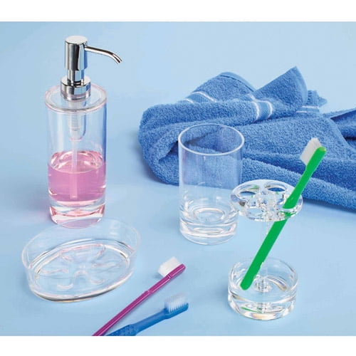 iDesign Eva Soap and Lotion Dispenser Pump, for Kitchen or Bathroom Countertop - Clear/Chrome