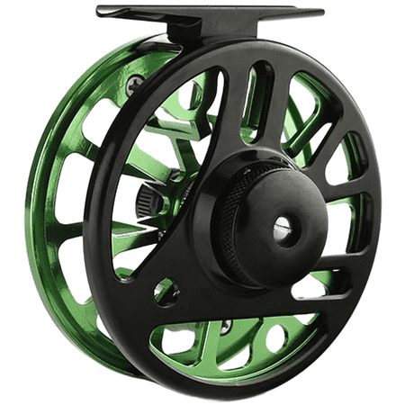 Mosiee Cnc Machined Fly Reel Ailuya Metal Handle U Spool 3/4 5/6 7/8 Diameter 3/4 Black-Green