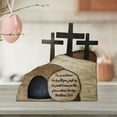 thumbnail image 1 of Escena de Pascua decoración de madera estatuilla de tumba, decoración de Pascua, adorno de artesanía rústica de madera para escritorio de mesa Estilo B, 1 of 8