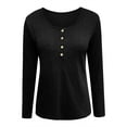 thumbnail image 5 of Holzkary Womens Long Sleeve Henley Shirts Ribbed Button Down Casual Tunic Tops Women's Knit Tops Casual Long Sleeve Blouses Slim Fit Button Down V Neck Shirt Black Xl, 5 of 5
