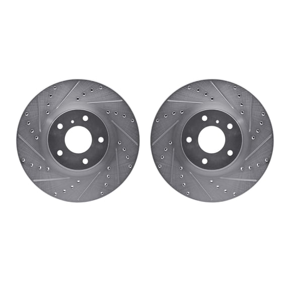 Dynamic Friction Company Front Brake Rotors-Drilled and Slotted-Silver 7002-67001
