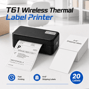 T61 Wireless Thermal Label Printer, 4×6" Shipping Label Printer for Small Business, Fast Ink-Free Printing for Shipping, Online Sellers and Home Office, 20 Labels Optional