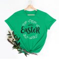 thumbnail image 2 of Bowake T-Shirts Easter Joyeux pour Femmes Été Mignons T-Shirts Graphiques Easter Œuf Imprimé Lettre Manches Courtes Col Rond Hauts Tendance, 2 of 6