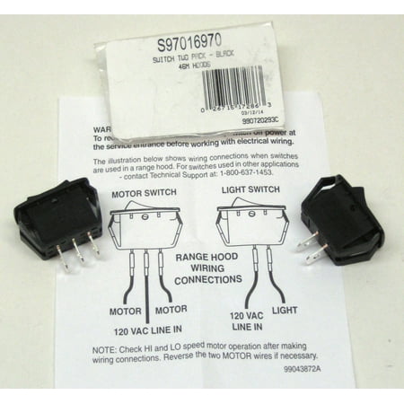 - S97016970 Genuine Nutone Broan OEM Light & Motor Toggle Switched 46M Hoods