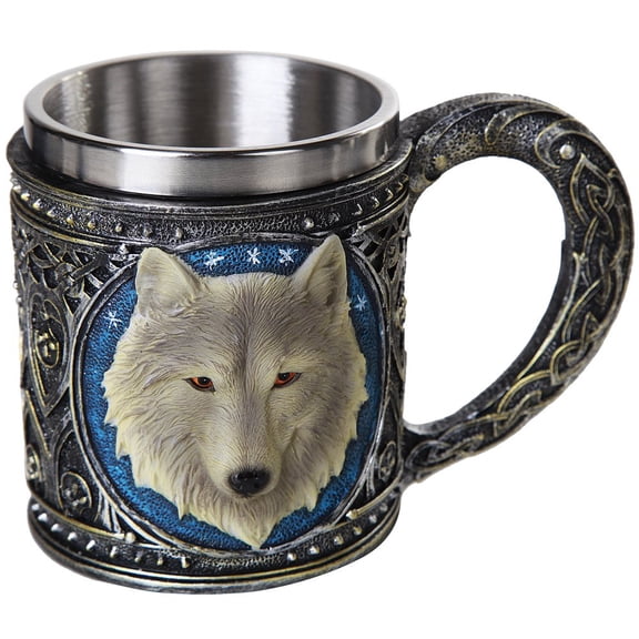Lone Spirit Wolf Celtic Magic 11oz Resin Coffee Mug with Stainless Steel Insert