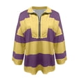 thumbnail image 5 of Luxalzxs Oversized Sweatshirt for Women Striped Shirt Half Zip Pullover Color Block V Neck Top Casual Long Sleeve Pullover, 5 of 5