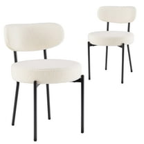 CONCETTA Set of 2 Mid-Century Modern Dining Chairs, Round Kitchen Chairs with Curved Backrest, Beige