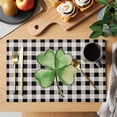thumbnail image 2 of St. Patrick's Day Placemats Set&nbsp;of&nbsp;2 Watercolor Green Lucky Shamrock Black Buffalo Plaid Heat Insulation Washable Place Mats, Non-Slip Table Mats for Dining Table Party Kitchen,13x19 Inch, 2 of 9