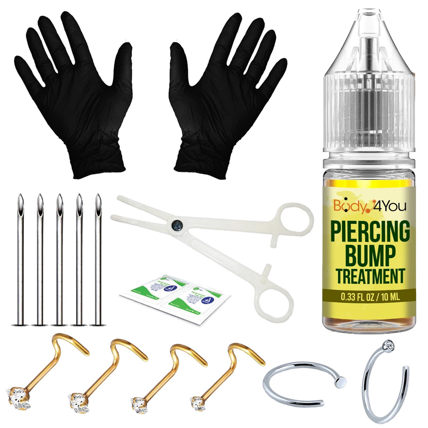 BodyJ4You 15PC Nose Piercing Kit 20G Aftercare Piercing Bump Treatment