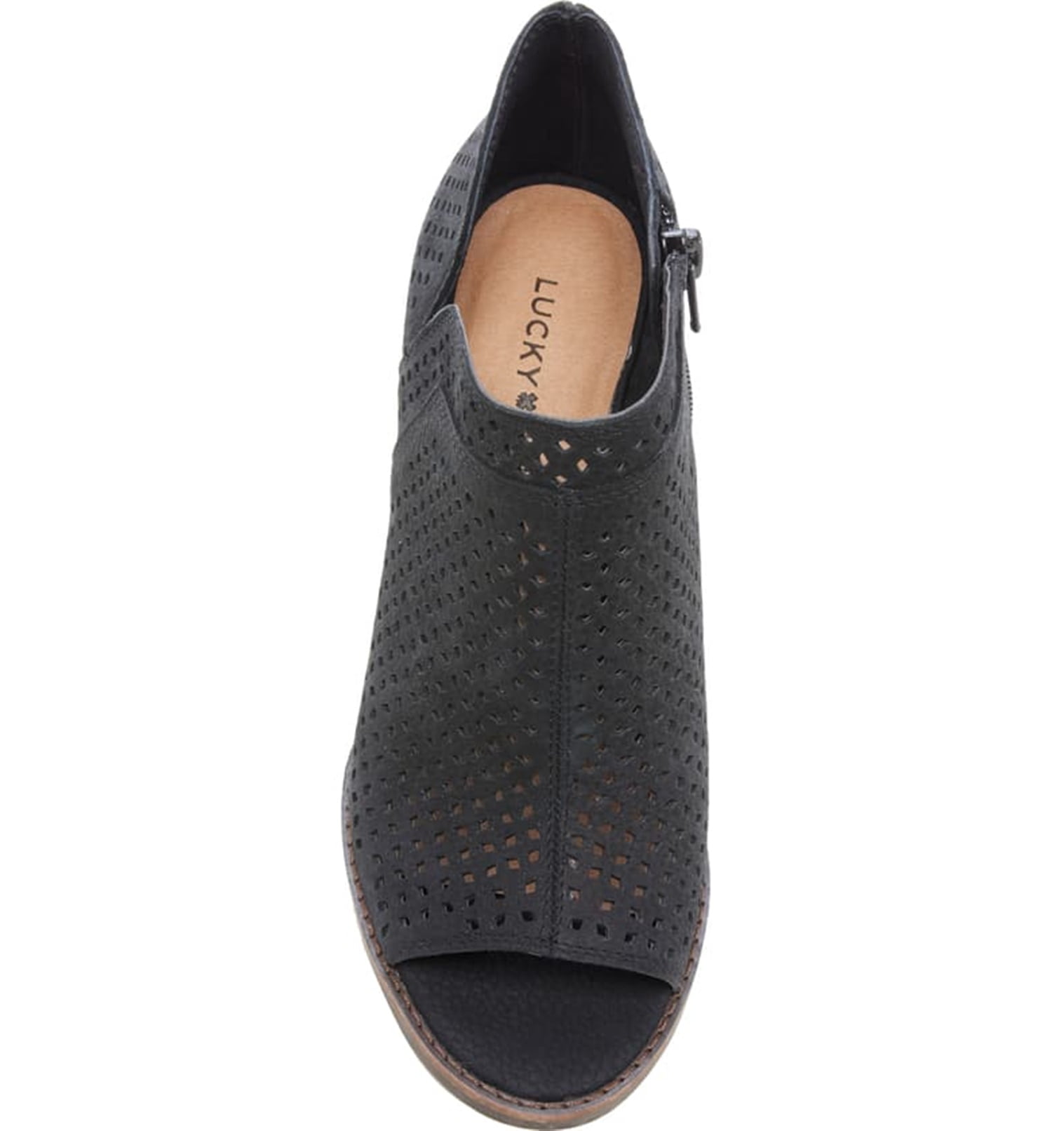 Lucky brand black peep toe booties hot sale