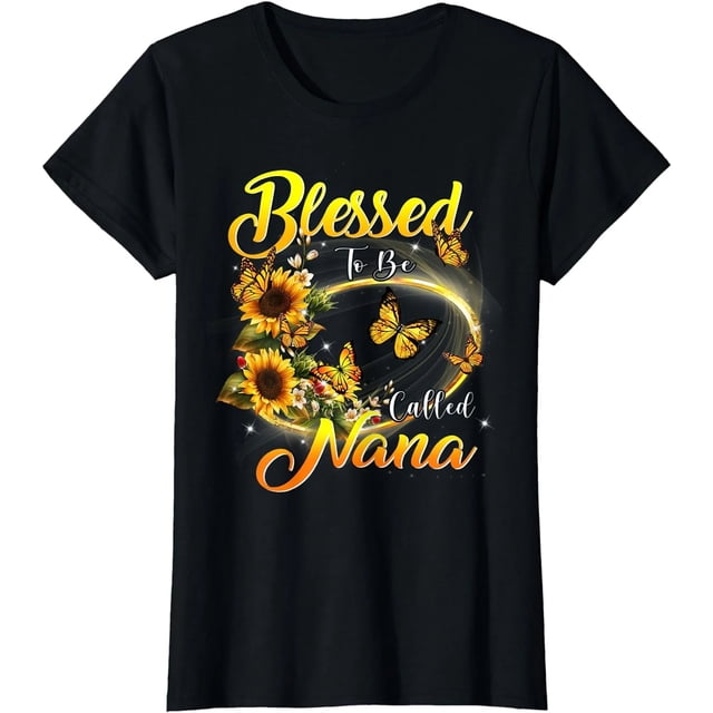 Camiseta de Algodón para Abuela Amante de Girasoles 'Bendecida por Ser Nana'