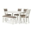 thumbnail image 3 of Berg 6pc Dining Table Set, Gray White Wood, 4 Chairs and 1 Bench, 3 of 3