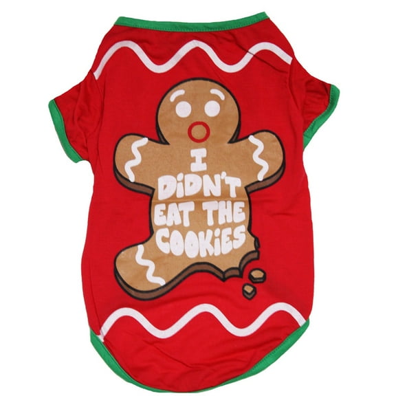 Petitebelle Christmas Theme Puppy Dog Shirt (Red Gingerbread Man, Small)