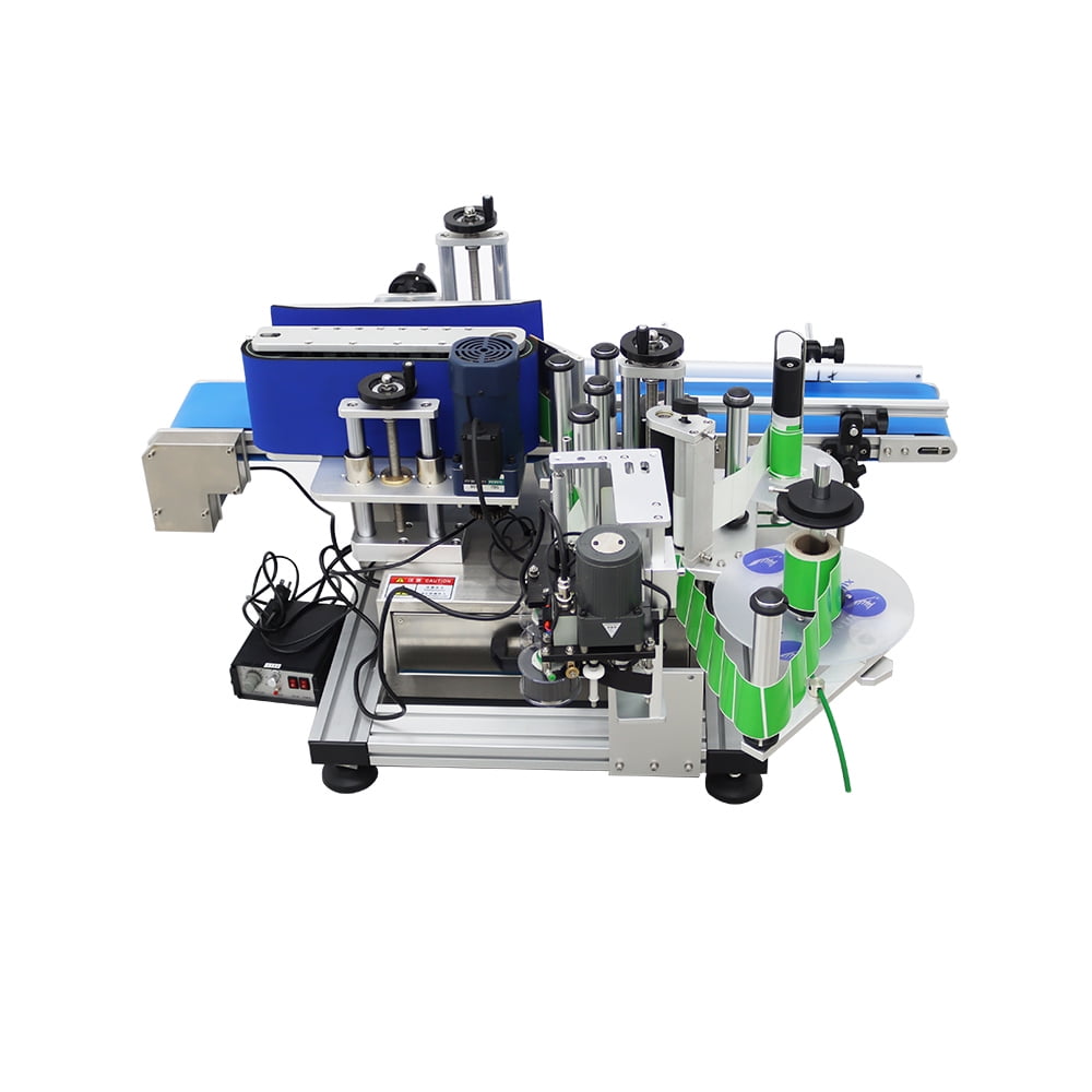 Conveyor Table Round Bottle High Speed Marking Labeling Machine Automatic Round Bottle Label Applicator Desktop Labeler Maker with Emergency Stop Switch and Touch Screen 110V 20-200PCS/min