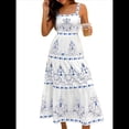 thumbnail image 2 of Vestido de Verano Sin Mangas con Estampado Floral y Escote en V para Mujer Azul M, 2 of 9