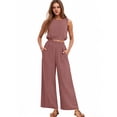 thumbnail image 4 of Stichou Women's 2 Piece Sets Sleeveless Crop Top Wide Leg Pants Sweat Set for Women Tracksuits 2026 Summer Outfit Watermelon Red 2XL, 4 of 4