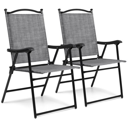 Best Lawn Chair Best Choice Products Set of 2 Outdoor Mesh Fabric Portable Folding Sling Back Chairs for Backyard, Picnics, Beach, Camping, Patio, Porch, Garden, Pool w/ UV-Resistance - Gray ()